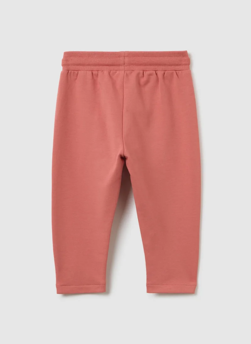 او في اس بناطيل قطنية وردية للبنات بمقاس عادي