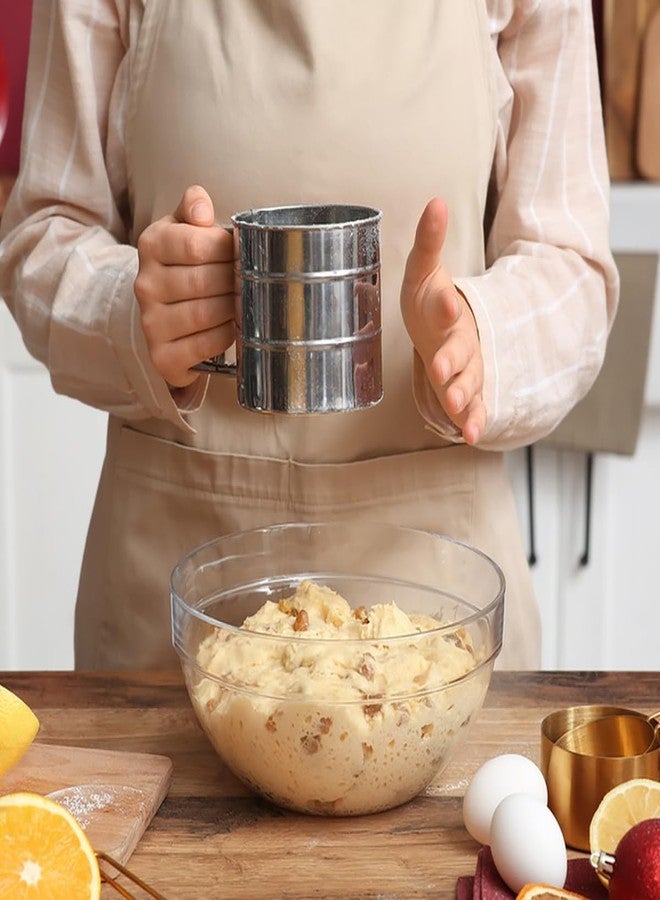 Dland Silver Flour Sifter Baking Tool Set, DLAND Stainless Steel 4-Piece Kit with 10" Whisk, Dough Scraper & 5 Measuring Spoons, Mirror Polished, Easy to Clean, for Cake Bread Cookie Prep - Image 4