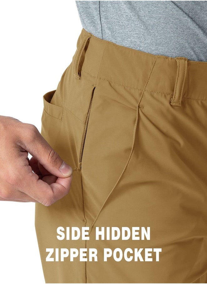 Rdruko - Men's Stretch Golf Shorts Dry Fit 9 Inch Inseam Work Casual Dress Shorts with Pockets(Light Brown, US 30) - Image 1