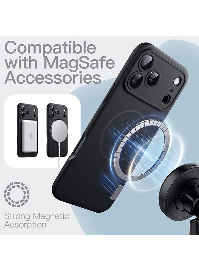 غطاء السيليكون المغناطيسي لـ iPhone 17 Pro Max 6.9 بوصة ، متوافق مع MagSafe ، لمسة حريرية ناعمة ، غطاء هاتف يمتص الصدمات مع حماية عدسة الكاميرا (أسود) - Image 2