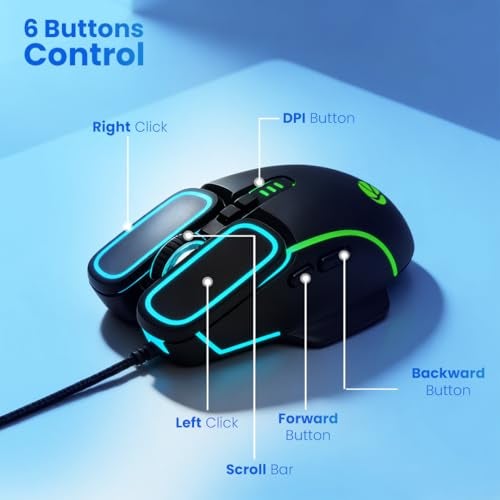 LAPCARE Champ Voyager 7200 DPI Optical Sensor Gaming USB Mouse with Dazzling RGB Light | Marco 7G Keys | 5M Clicks | ABS Material | Rubber Oil + Laser Carving (Lgm 201) - Image 4