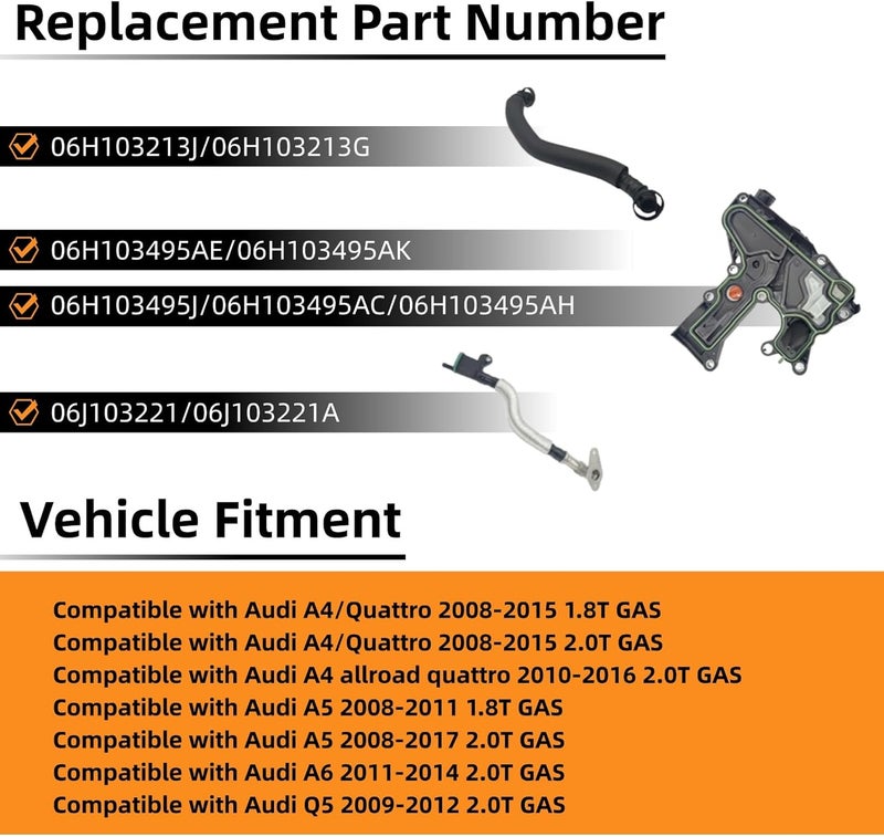 McrGinly Engine Crankcase Vent Valve Oil Separator Breather Hose Tube Kit for Audi 2.0T 1.8T Q5 A6 A5 A4/Quattro - Image 3