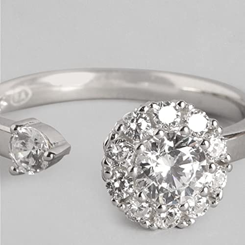 ZAVYA 925 Sterling Silver Cubic Zirconia CZ Circular Spin Ring for Women | Rhodium Plated, Adjustable | Gift for Women & Girls | With Certificate of Authenticity & 925 Hallmark - Image 5