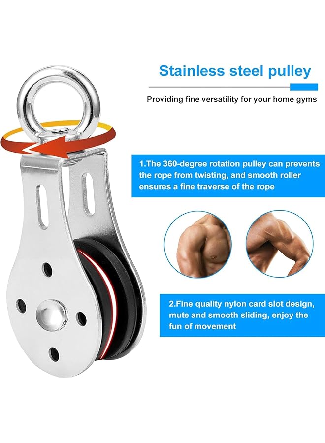 erorex Pulley System Gym, Home Cable Pulley System With Silent Pulley, Tricep Rope, 2M Cables, Loading Pin, 3 Carabiner And Hanging Strap, Home Gym Equipment For Lat Pulldown And Triceps Extension - Image 3