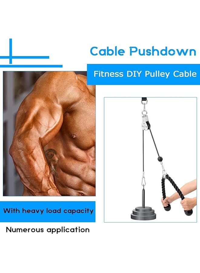 erorex Pulley System Gym, Home Cable Pulley System With Silent Pulley, Tricep Rope, 2M Cables, Loading Pin, 3 Carabiner And Hanging Strap, Home Gym Equipment For Lat Pulldown And Triceps Extension - Image 5