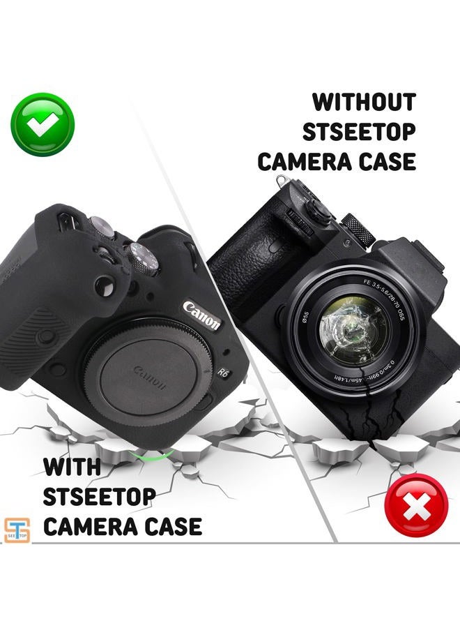 STSEETOP Camera Case for Canon R6 R6II - Silicone Protective DSLR Skin Cover, Detachable Cage, Shockproof, Dustproof (Black) - Image 5