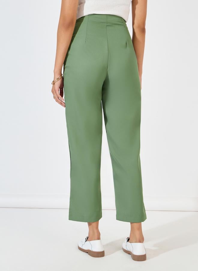 Styli High Rise Tapered Trousers with Box Pleat - Image 4