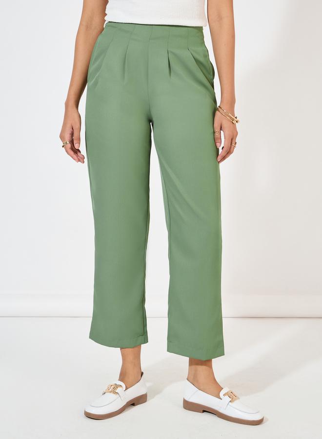Styli High Rise Tapered Trousers with Box Pleat - Image 2