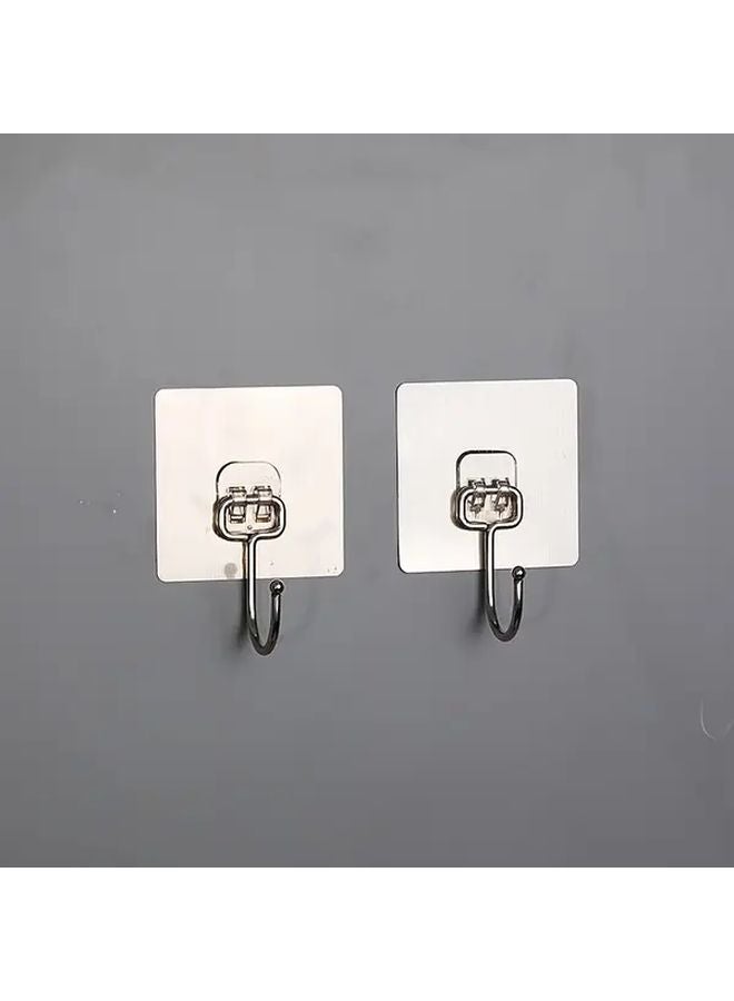 6pcs Stainless Steel Adhesive Hooks No Drill Damage Free Wall Mount Strong Hold - Image 1