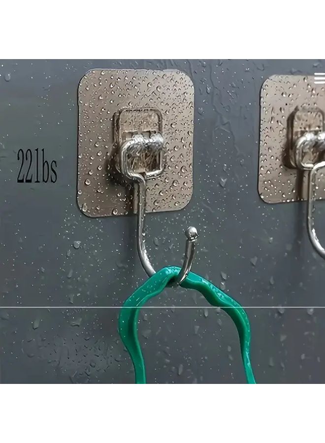 6pcs Stainless Steel Adhesive Hooks No Drill Damage Free Wall Mount Strong Hold - Image 5