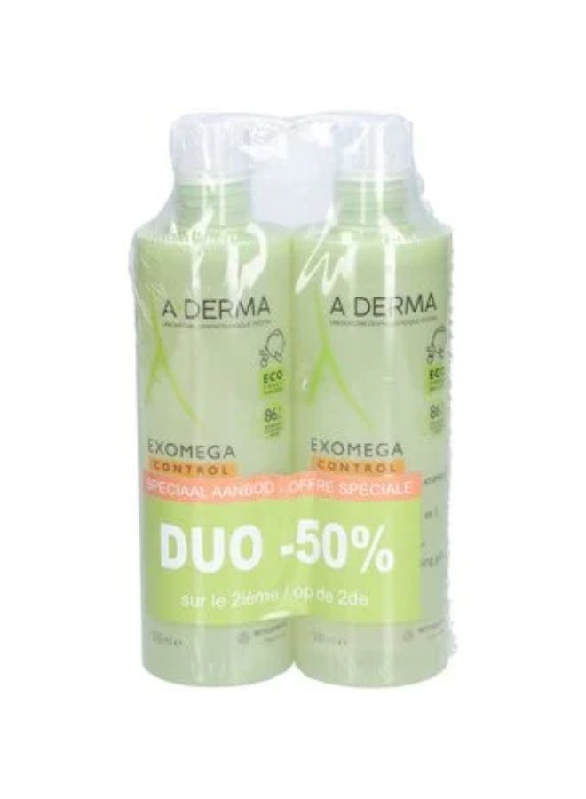 إيه-ديرما جل التنظيف المطري A-Derma Exomega Control Duo 2x500ml - Image 3