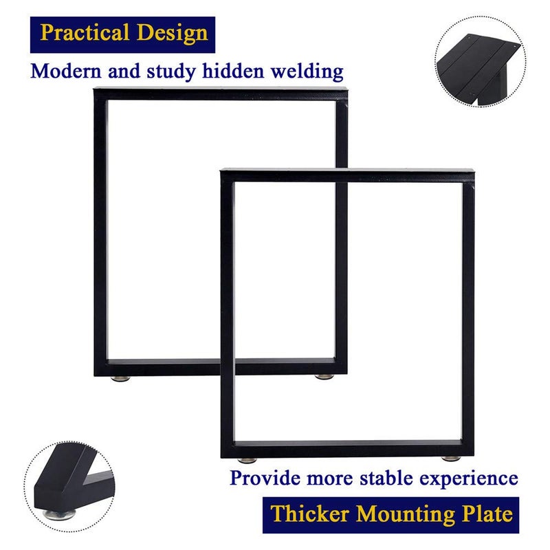 TIEOU Metal Table Leg Set 28 Heavy Duty 24 Wide Black Industrial Desk Legs - Image 3