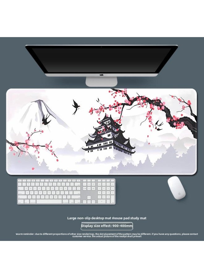 Ink Cherry Blossom Mouse Pad Large Office Desk Pad Dead Life Black And White Series Mouse Pad Rubber Non-slip-Color:300*800*4mm-Pattern:Style 26  - Image 1