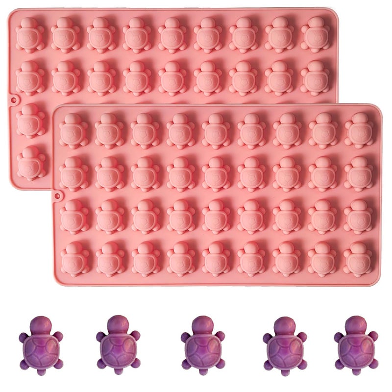 Ahorasky 2 Pack Gummy Candy Molds - 72-Cavity Sea Mini Turtle Chocolate Candy Molds Tortoise Ice Cube Sea Animal Gummy Jello Wax Resin Mold for DIY Baking Desserts Cake Decoration - Image 1