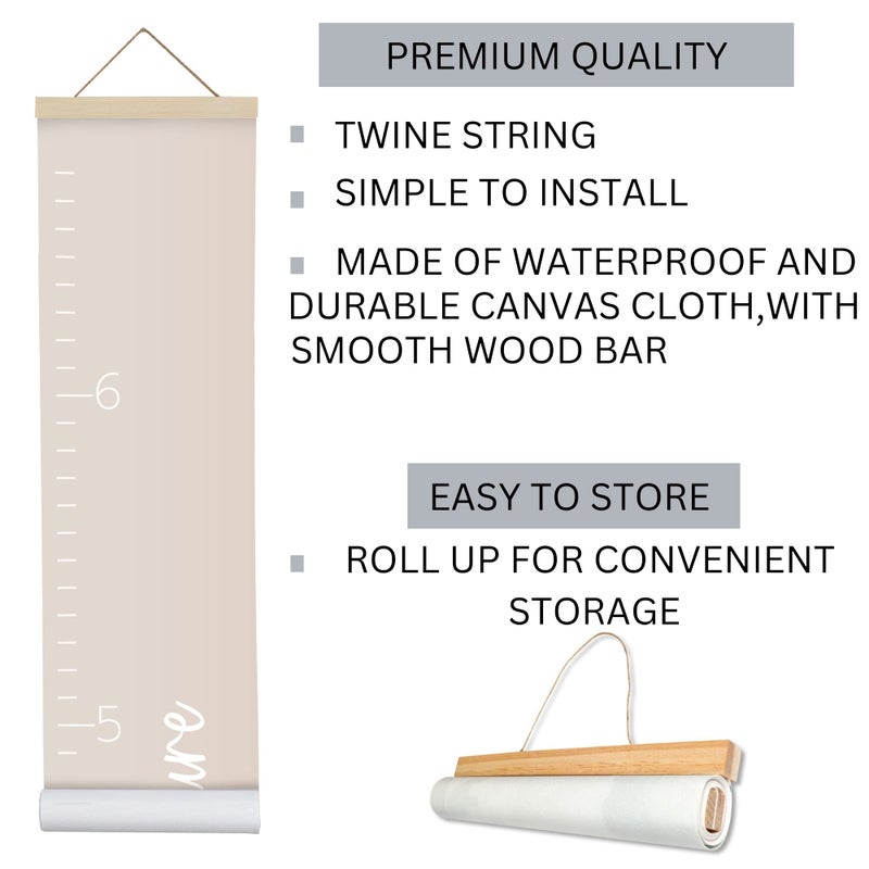 Morxy Canvas Growth Chart for Kids - Unisex Kids Room Wall Decor - Measuring Height Chart- Wall Tape with Height Chart for Kids (Canvas, Loved Beyond Measure -Beige) - Image 2