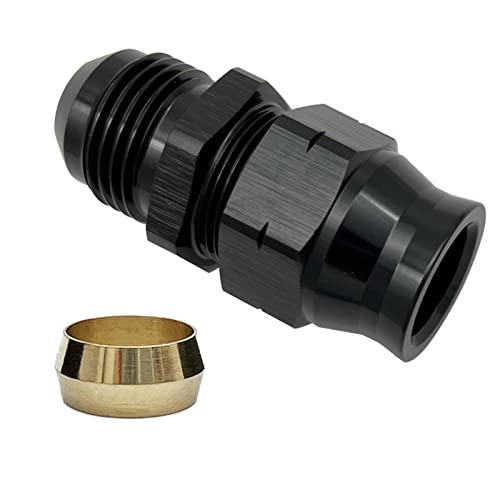 KRD PERFORMANCE 12AN to Fuel Hardline Tube Adapter Fitting 12AN Male Flare to 34 inch 19mm OD Hard Line Tubing Aluminum Black - Image 1