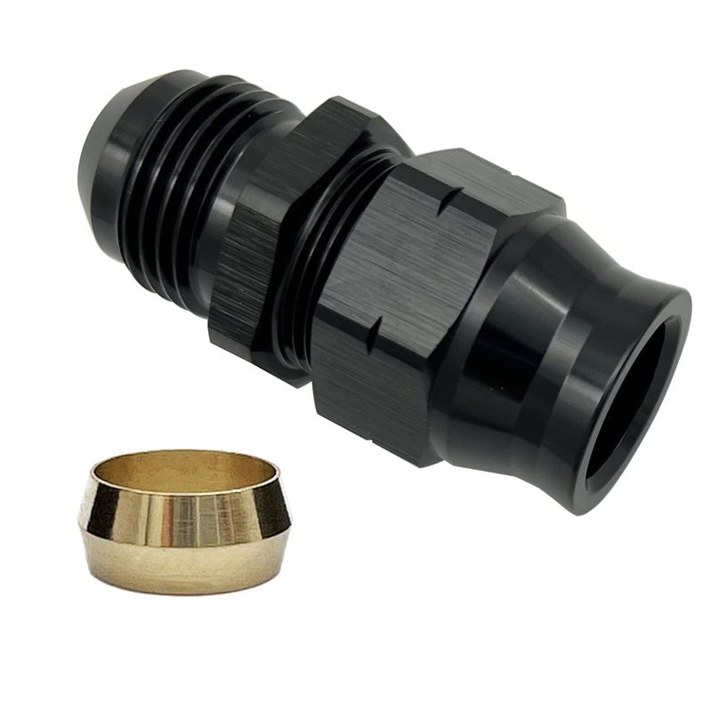 KRD PERFORMANCE 12AN to Fuel Hardline Tube Adapter Fitting 12AN Male Flare to 34 inch 19mm OD Hard Line Tubing Aluminum Black - Image 3