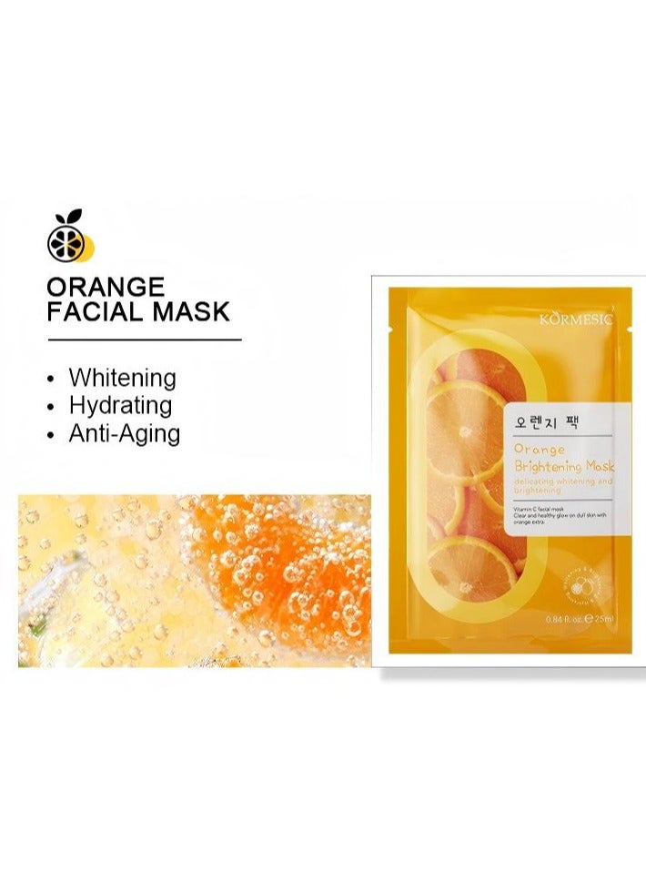 Kormesic Orange Extract Hydrating Brightening Sheet Mask Set - 5 Pack (25ml Each)  - Image 2