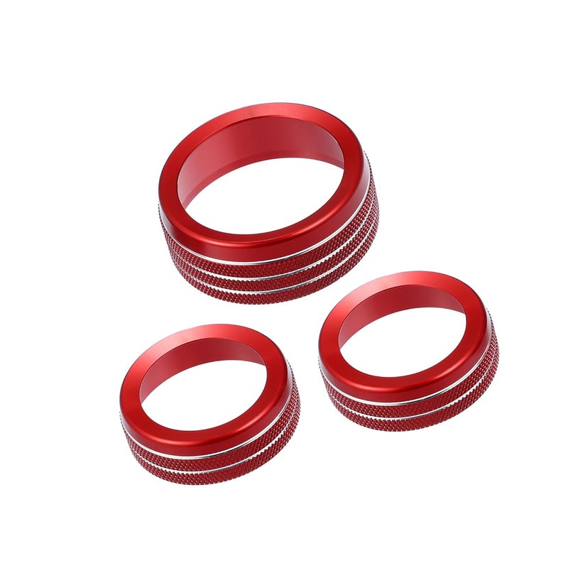 RATCHROLL AC Knobs Decals AC Radio Switch Knob Cover for Dodge Durango 2014-2020 for Jeep Cherokee Grand Cherokee 2014-2021 Red (Set of 3) Replacement Car Parts - Image 1