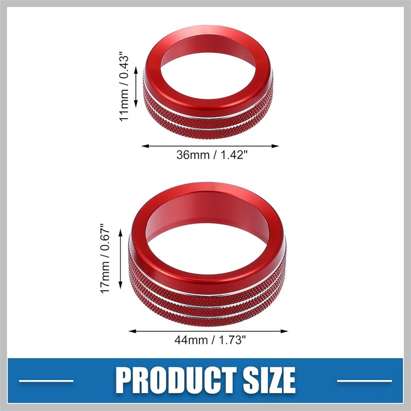 RATCHROLL AC Knobs Decals AC Radio Switch Knob Cover for Dodge Durango 2014-2020 for Jeep Cherokee Grand Cherokee 2014-2021 Red (Set of 3) Replacement Car Parts - Image 5