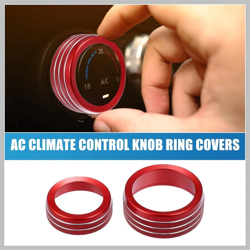 RATCHROLL AC Knobs Decals AC Radio Switch Knob Cover for Dodge Durango 2014-2020 for Jeep Cherokee Grand Cherokee 2014-2021 Red (Set of 3) Replacement Car Parts - Image 2