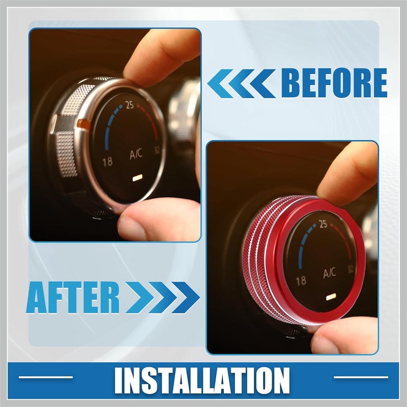 RATCHROLL AC Knobs Decals AC Radio Switch Knob Cover for Dodge Durango 2014-2020 for Jeep Cherokee Grand Cherokee 2014-2021 Red (Set of 3) Replacement Car Parts - Image 3