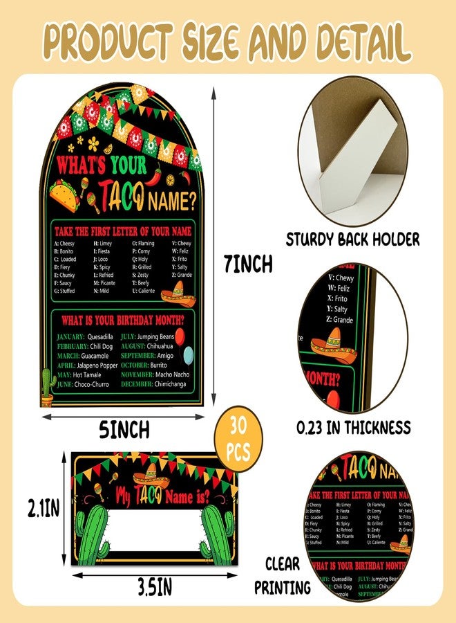 SHLINCO What's Your Taco Name Game Set, Birthday Party Decorations, Black Taco Game for Boys and Girls, Perfect for Home and Classroom Activities, 1 Wooden Name Sign and 30 Name Stickers - Image 2