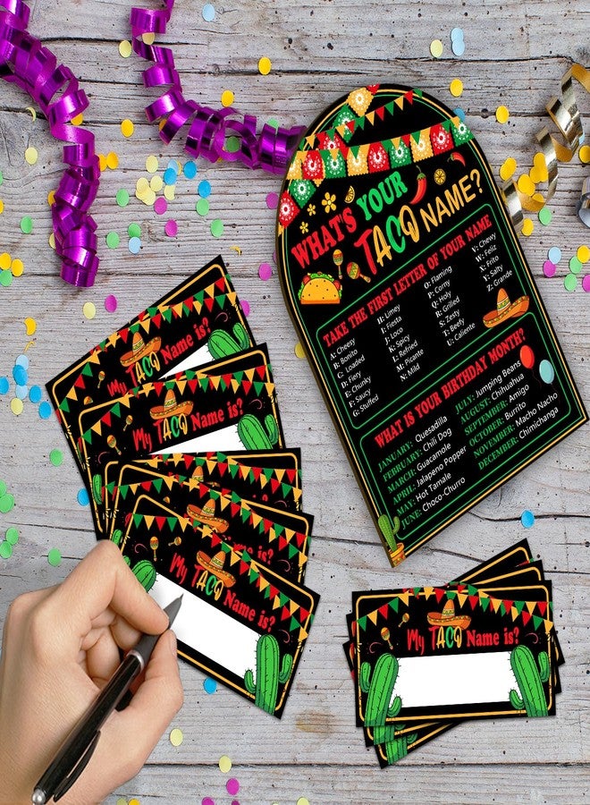 SHLINCO What's Your Taco Name Game Set, Birthday Party Decorations, Black Taco Game for Boys and Girls, Perfect for Home and Classroom Activities, 1 Wooden Name Sign and 30 Name Stickers - Image 3