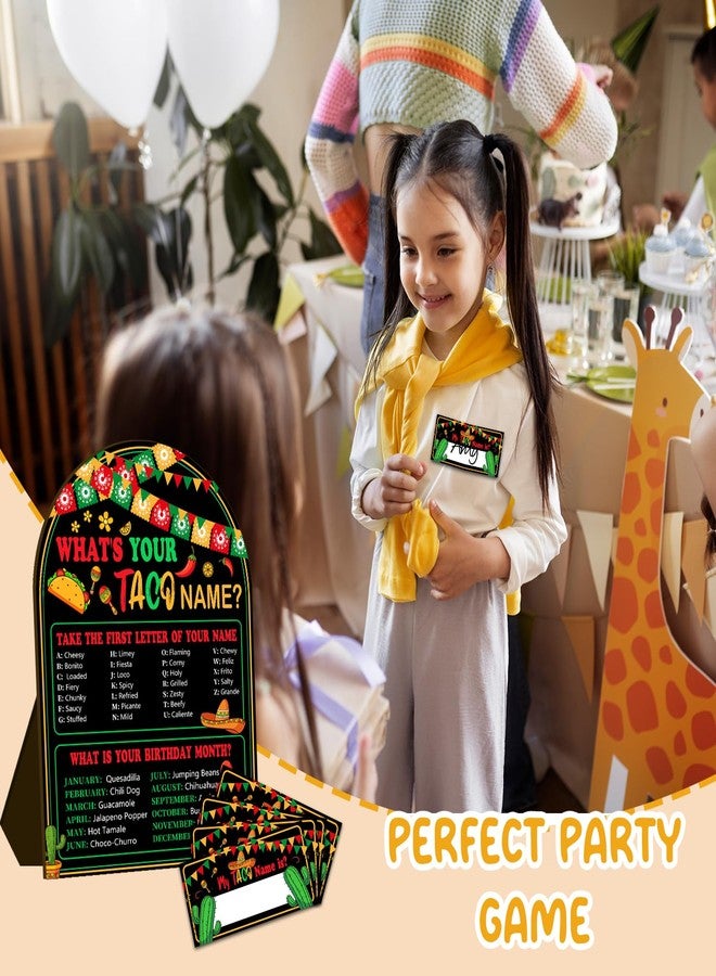 SHLINCO What's Your Taco Name Game Set, Birthday Party Decorations, Black Taco Game for Boys and Girls, Perfect for Home and Classroom Activities, 1 Wooden Name Sign and 30 Name Stickers - Image 5