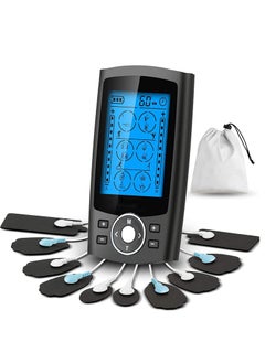 SYOSI Muscle Stimulator Dual Channel TENS EMS Unit 24 Modes for Pain Relief Therapy, Electronic Pulse Massager Muscle Massager with 10 Pads Dust-Proof Drawstring Storage Bag  - Image 1
