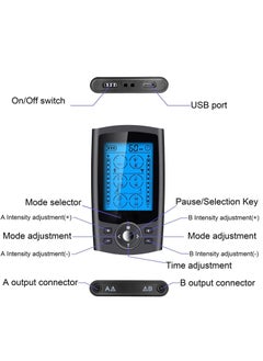 SYOSI Muscle Stimulator Dual Channel TENS EMS Unit 24 Modes for Pain Relief Therapy, Electronic Pulse Massager Muscle Massager with 10 Pads Dust-Proof Drawstring Storage Bag  - Image 3