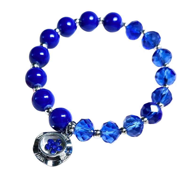Blue Sapphire Birthstone Bracelet Glass Beaded Charm Bracelets For Women Birthday Christmas Jewelry Gift September 1 pc