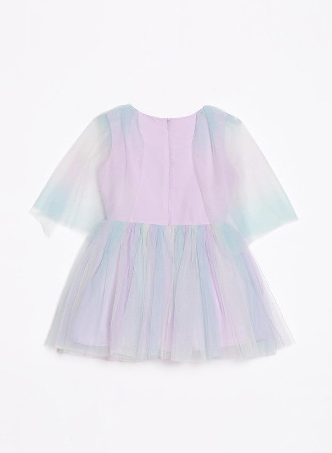 Allen Solly Girl's Cotton Modern Knee-Length Dress (AGDRKRGFK72398_Lilac - Image 2