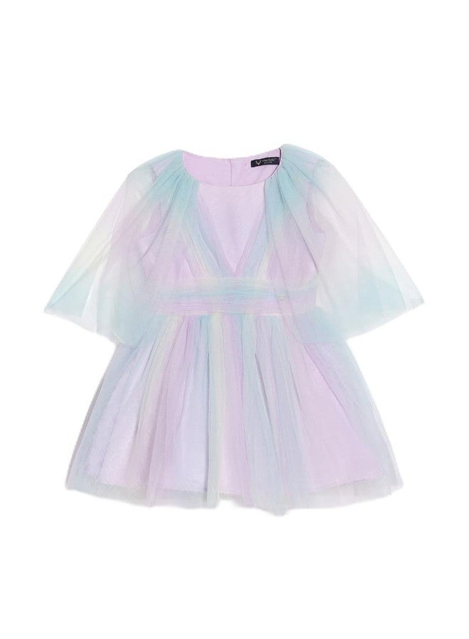 Allen Solly Girl's Cotton Modern Knee-Length Dress (AGDRKRGFK72398_Lilac - Image 1