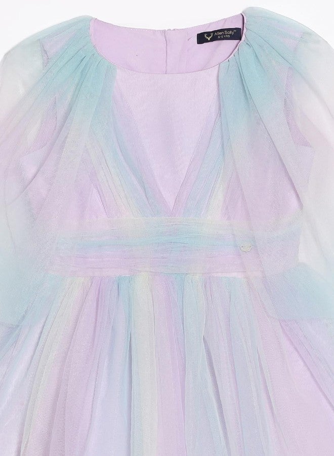 Allen Solly Girl's Cotton Modern Knee-Length Dress (AGDRKRGFK72398_Lilac - Image 3