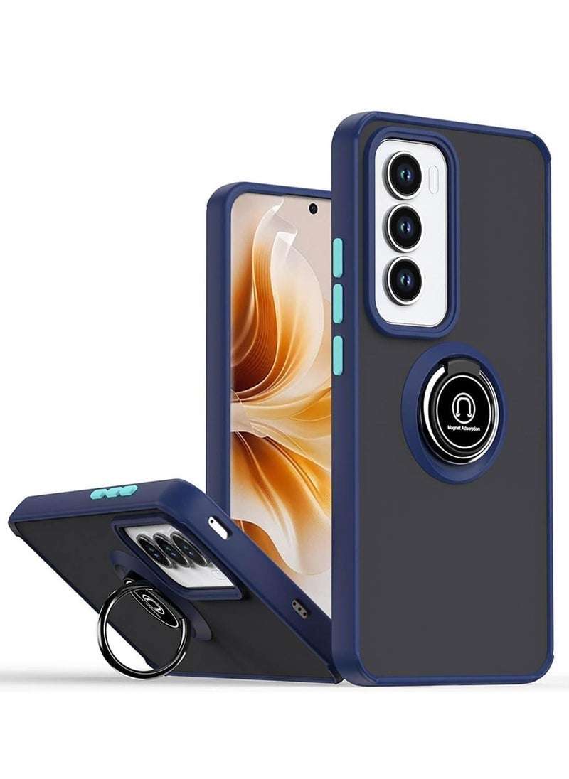 راكسوم جراب حماية OPPO Reno 12 Pro 5G مع حلقة معدنية دوارة وحامل قابل للطي | متوافق مع حامل السيارة المغناطيسي | جراب حماية TPU مقاوم للصدمات | تصميم نحيف لهاتف OPPO Reno 12 Pro 5G | غطاء هاتف متين ومتعدد الوظائف لحماية الهاتف - Image 1