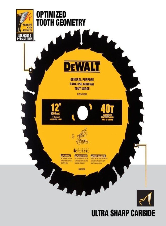 DEWALT 12 in. 40T General Purpose Saw Blade (DWA11240) - Image 2