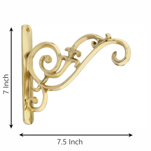 GHAR DWAR Metal Wall Hook Hanging Plant Bracket Decorative Straight Plant Hanger for Pots, Bird Feeders, Planters, Lanterns, Macrame, Wind Chimes Indoor Outdoor (Pack of 2, Gold) - Image 4