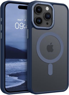 ESCASE Magnetic Case for iPhone 15 Pro Max, Compatible with MagSafe Shockproof Protection Cover, Translucent Matte Phone Case with Strong Magnet, Slim Case for Apple 15 Pro Max 6.7 Inch (2023)-Blue  - Image 1