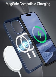 ESCASE Magnetic Case for iPhone 15 Pro Max, Compatible with MagSafe Shockproof Protection Cover, Translucent Matte Phone Case with Strong Magnet, Slim Case for Apple 15 Pro Max 6.7 Inch (2023)-Blue  - Image 3