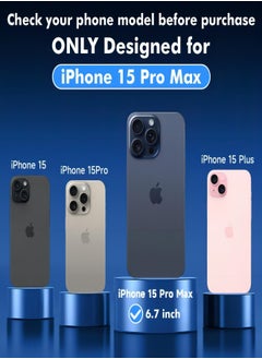 ESCASE Magnetic Case for iPhone 15 Pro Max, Compatible with MagSafe Shockproof Protection Cover, Translucent Matte Phone Case with Strong Magnet, Slim Case for Apple 15 Pro Max 6.7 Inch (2023)-Blue  - Image 2