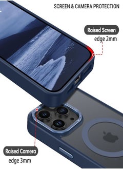ESCASE Magnetic Case for iPhone 15 Pro Max, Compatible with MagSafe Shockproof Protection Cover, Translucent Matte Phone Case with Strong Magnet, Slim Case for Apple 15 Pro Max 6.7 Inch (2023)-Blue  - Image 5