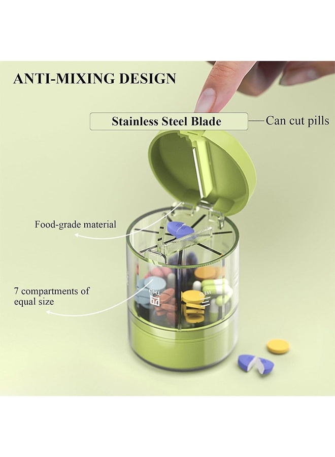 Lemon Pill Dispenser 7 Day, Portable Pill Organizer with Anti-Mix Design, Travel Medicine Pill Case with Wide Opening & Easy Retrieval, Daily Pill Box for Travel, Vitamin, Supplement - Image 2