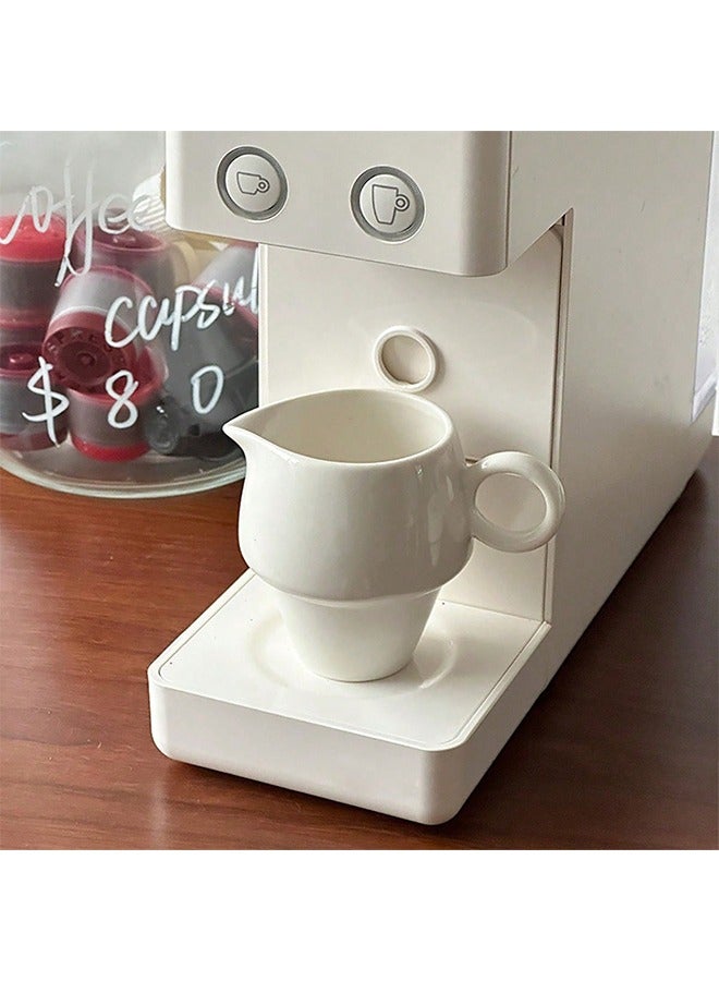 1-Piece White Ceramic Milk Pitcher, Espresso Cup  - Image 1