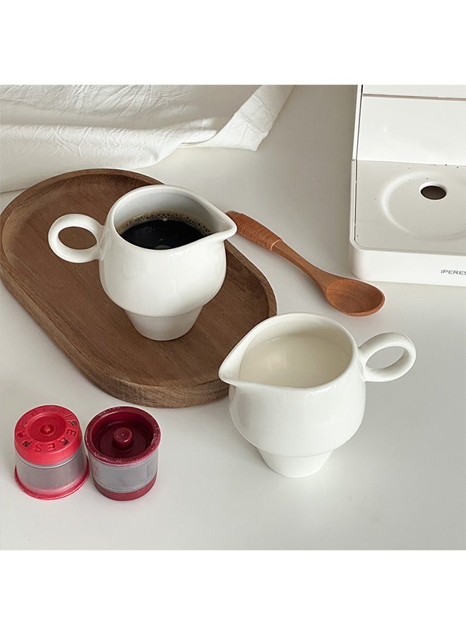 1-Piece White Ceramic Milk Pitcher, Espresso Cup  - Image 2