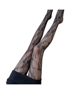 NIBEMINENT Pair Of Floral Printed Long Stockings Black  - Image 2