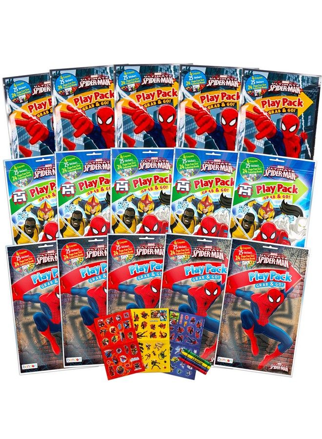 Bendon Publishing Set Of 15 Kids Play Packs Fun Party Favors Coloring Book Stickers (Spiderman) - Image 2