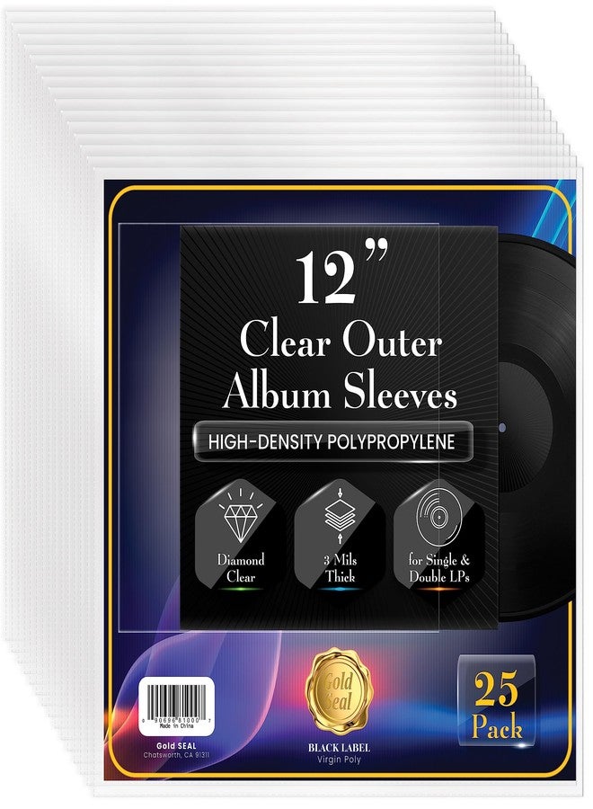جولد سيل أغلفة خارجية لأقراص الفينيل من GOLD SEAL لأقراص LP مقاس 12 بوصة، سمك 3 مل، واقيات أسطوانات فاخرة وثقيلة الوزن، مصنوعة من البولي بروبيلين الشفاف عالي الكثافة، 12.75 بوصة × 12.75 بوصة، (عبوة من 25 قطعة) - Image 1