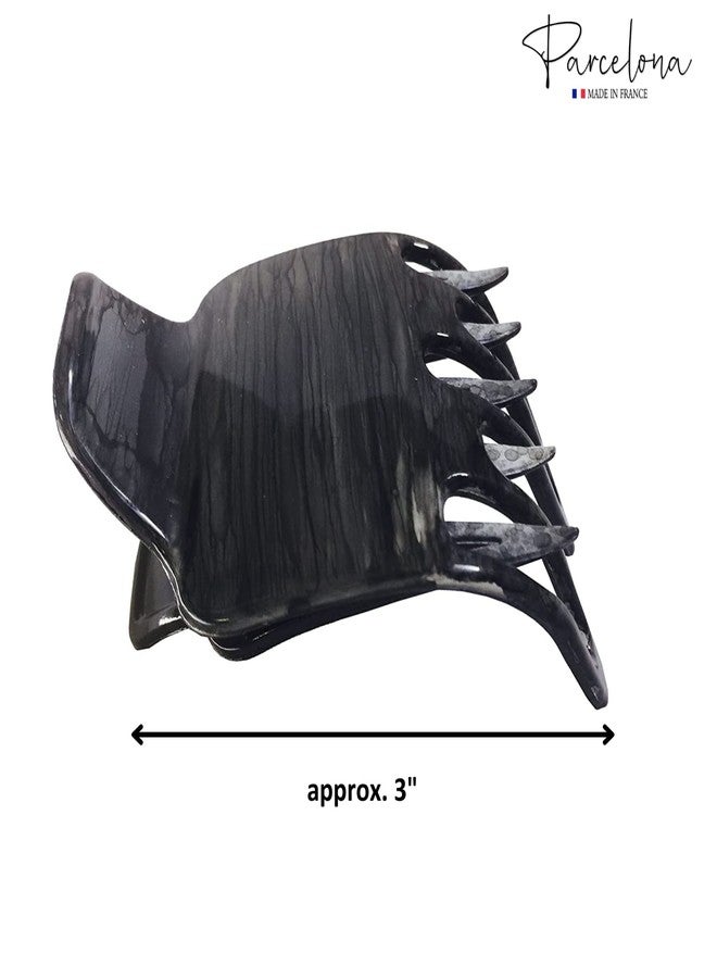 Parcelona French Paw Grey Black Streaks Wide Side Slide In Jaw Yoga Hair Claw Clip (Grey Black Streaks) - Image 5