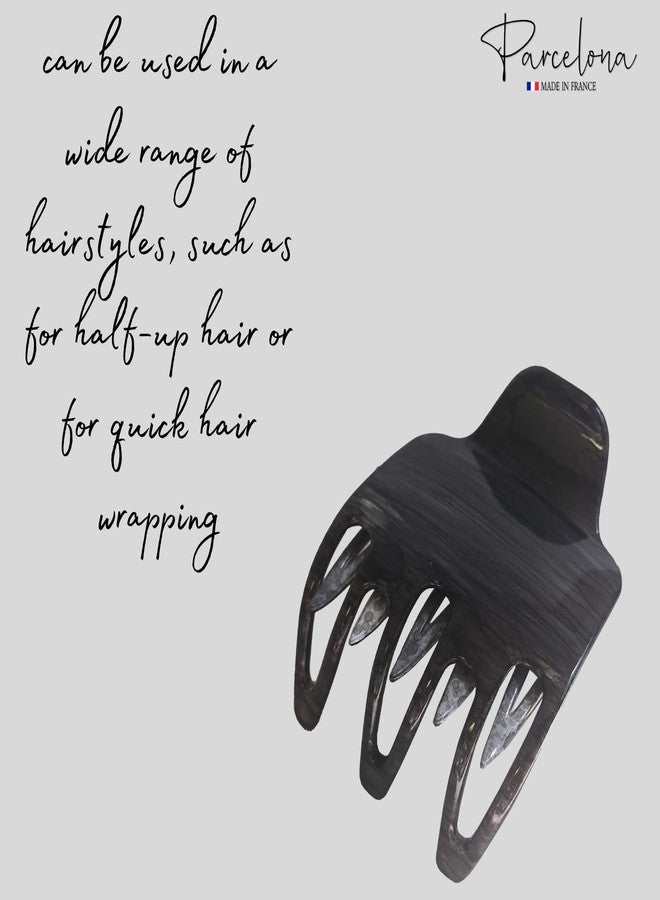 Parcelona French Paw Grey Black Streaks Wide Side Slide In Jaw Yoga Hair Claw Clip (Grey Black Streaks) - Image 3